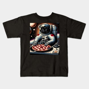 Dj Pizza Cat in Space Kids T-Shirt